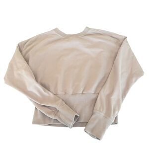 Athleta Cropped Sweatshirt Womens XS Pink Stretch Thumb Hole Sleeve Pullover